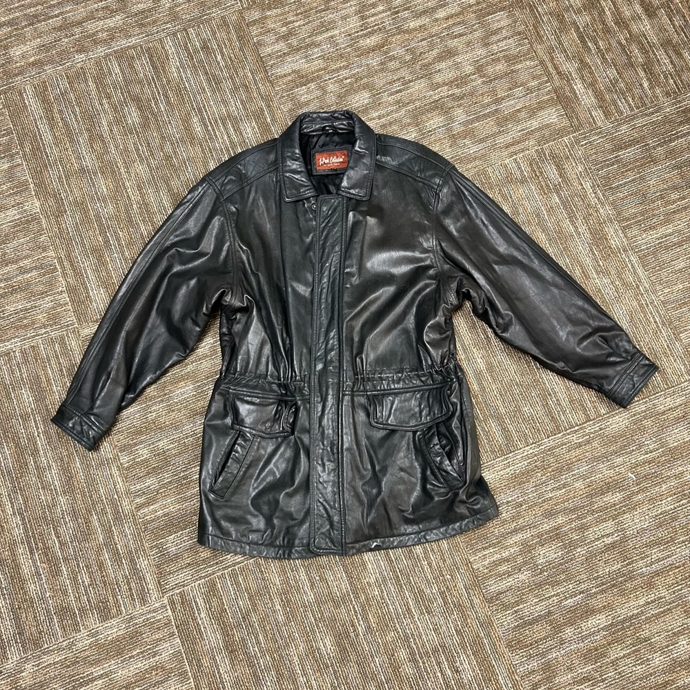 Couture J Park Collection Black Men's Lamb Leather Jacket Full Zip Lined Size XL